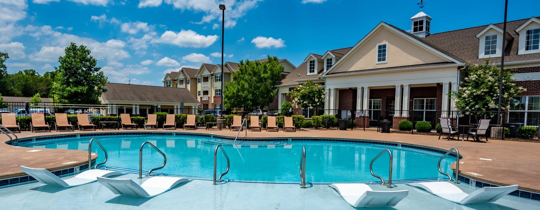 a swimming pool in a backyard