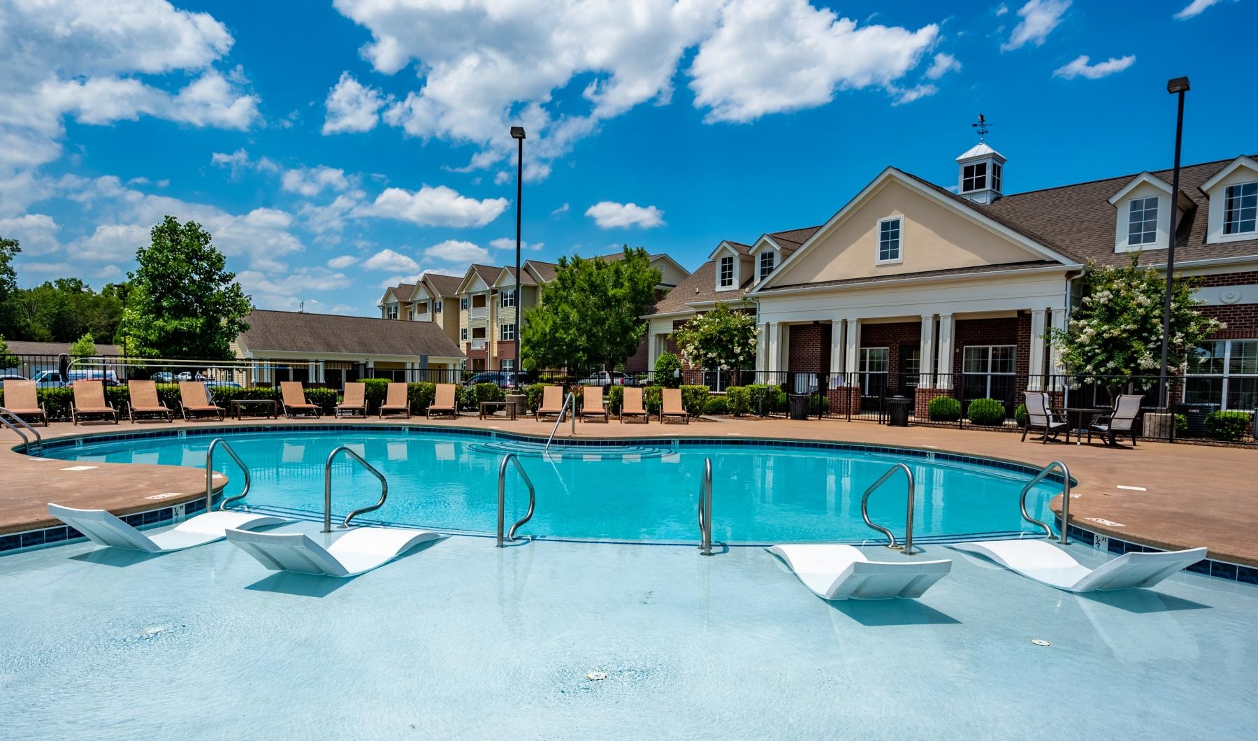 a swimming pool in a backyard