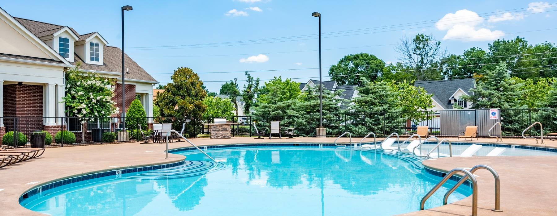 a swimming pool in a backyard