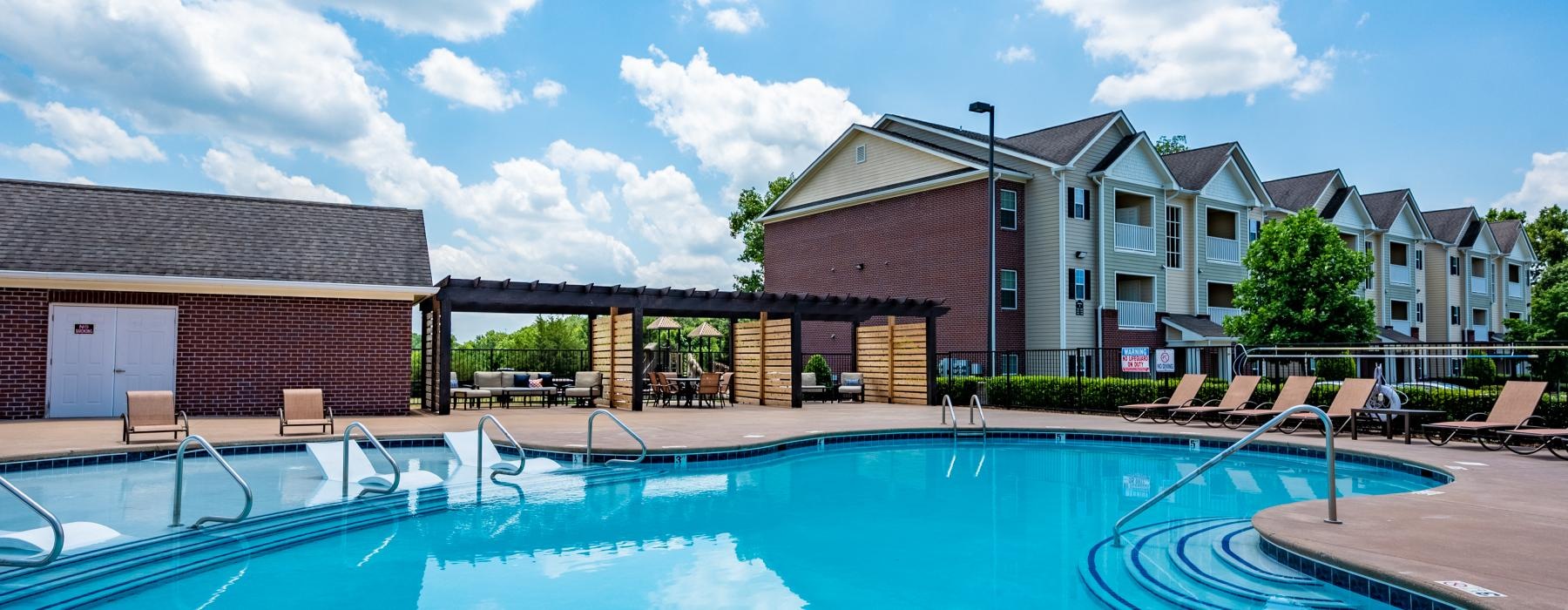 a swimming pool in a backyard